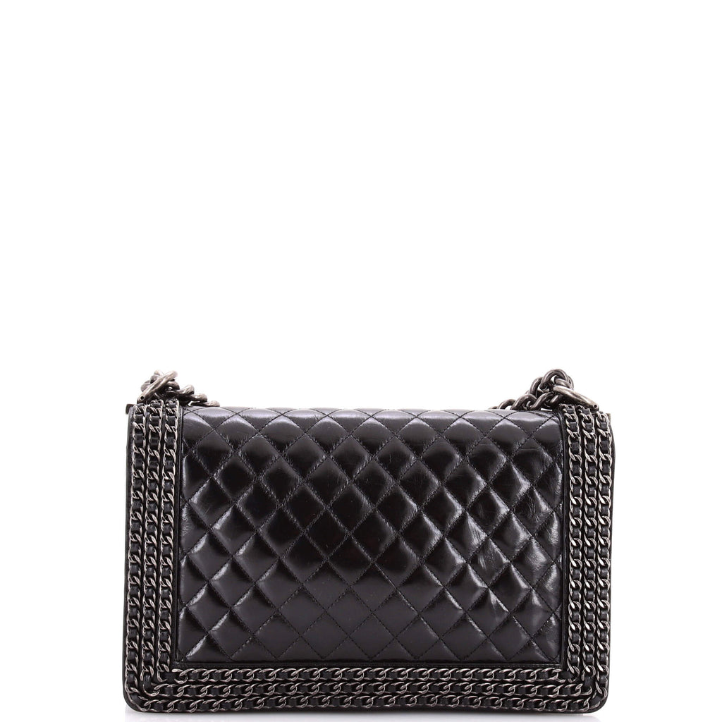 Chained Boy Flap Bag Quilted Glazed Calfskin New Medium