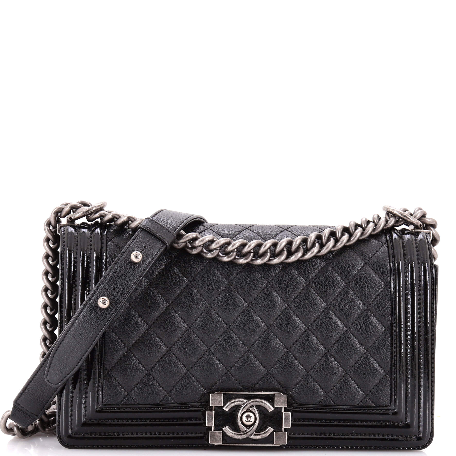 Boy Flap Bag Quilted Goatskin with Patent Old Medium