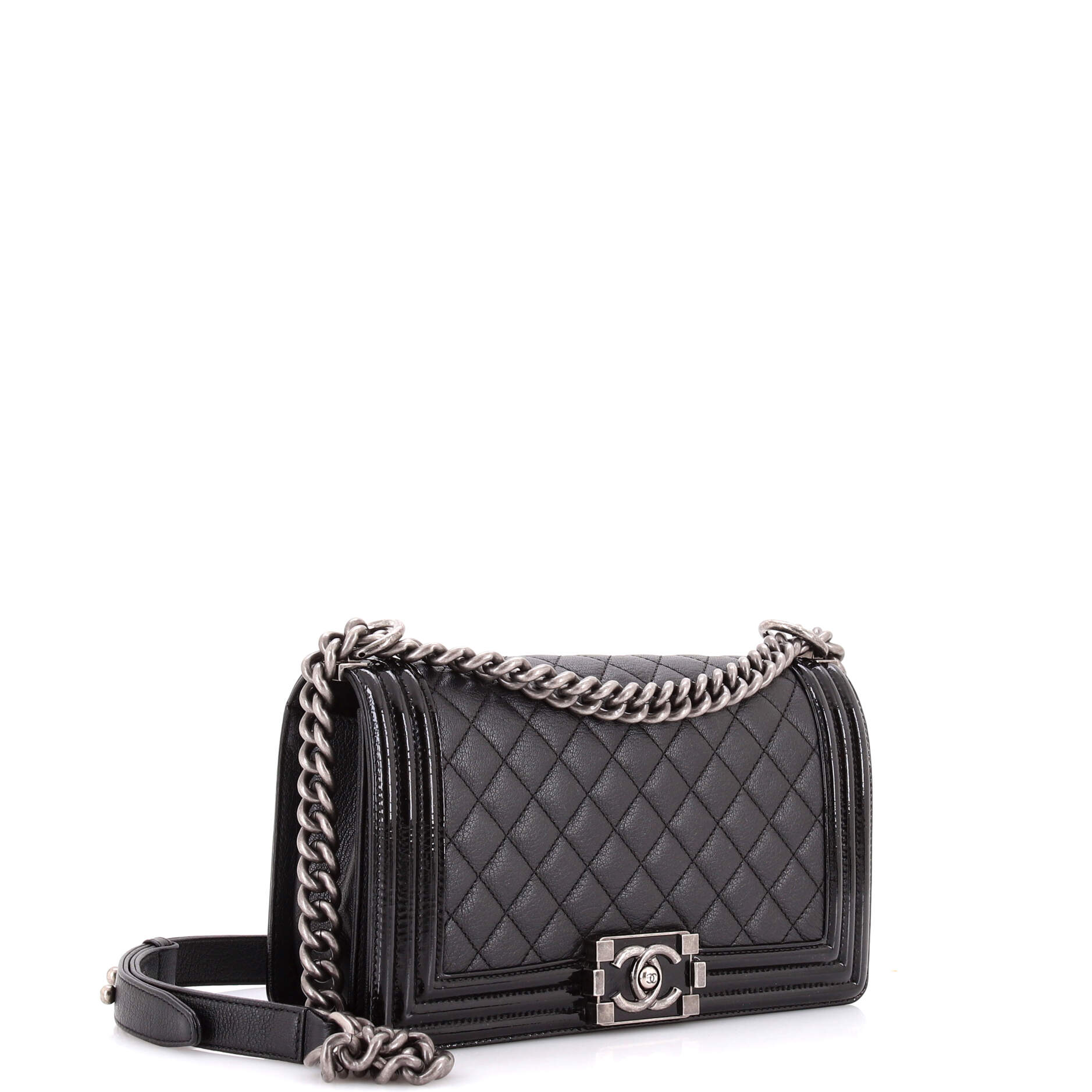 Boy Flap Bag Quilted Goatskin with Patent Old Medium