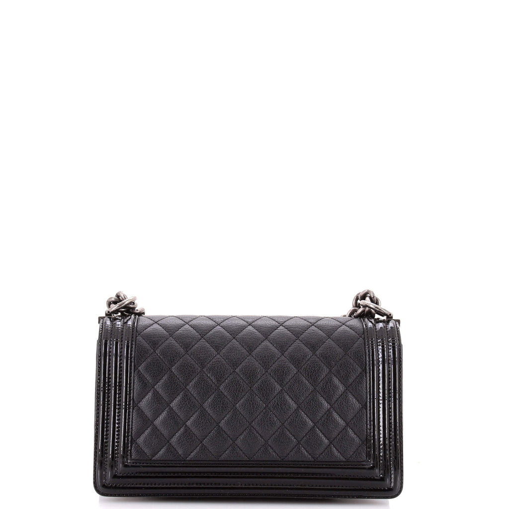 Boy Flap Bag Quilted Goatskin with Patent Old Medium