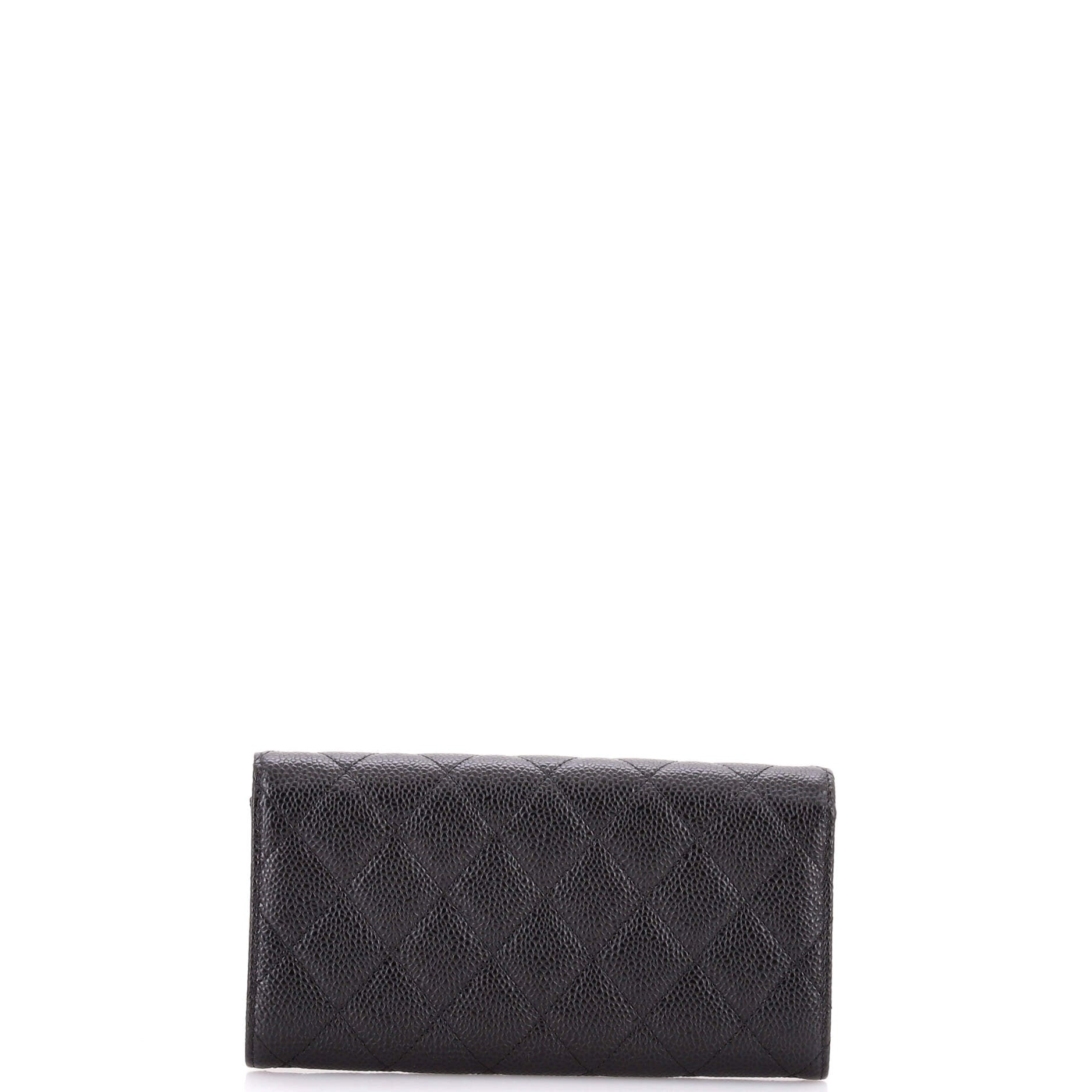 CC Gusset Classic Flap Wallet Quilted Caviar Long