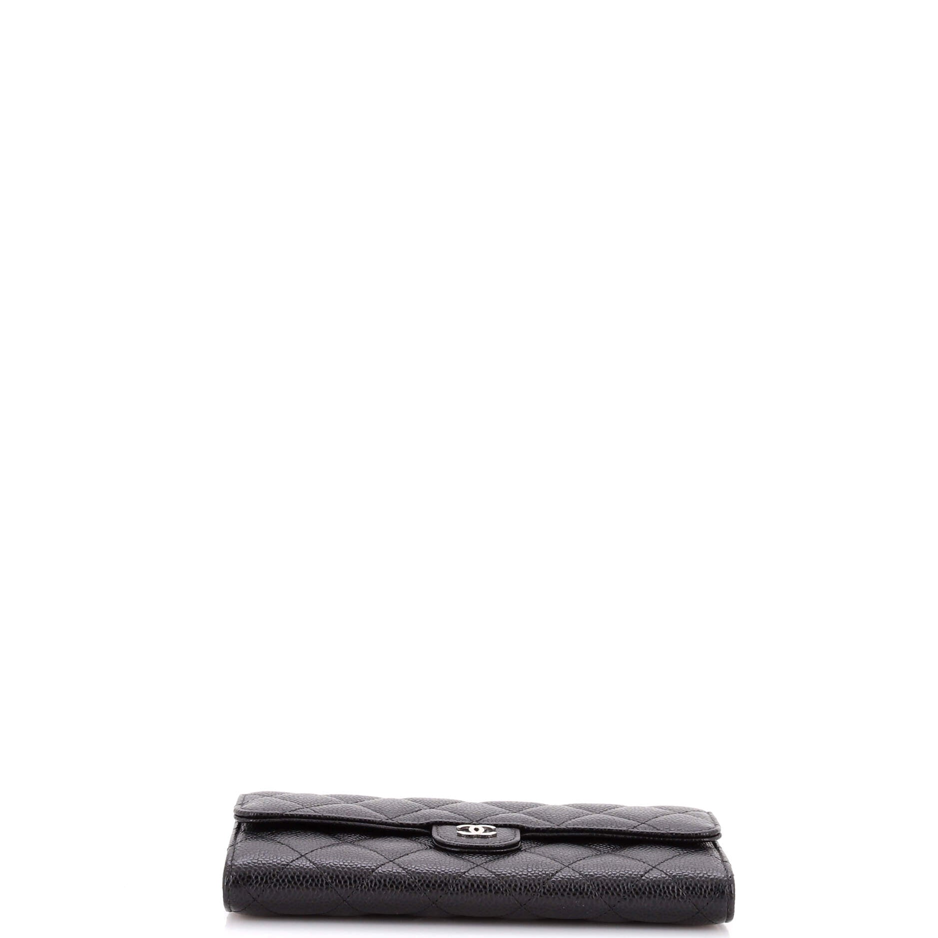 CC Gusset Classic Flap Wallet Quilted Caviar Long