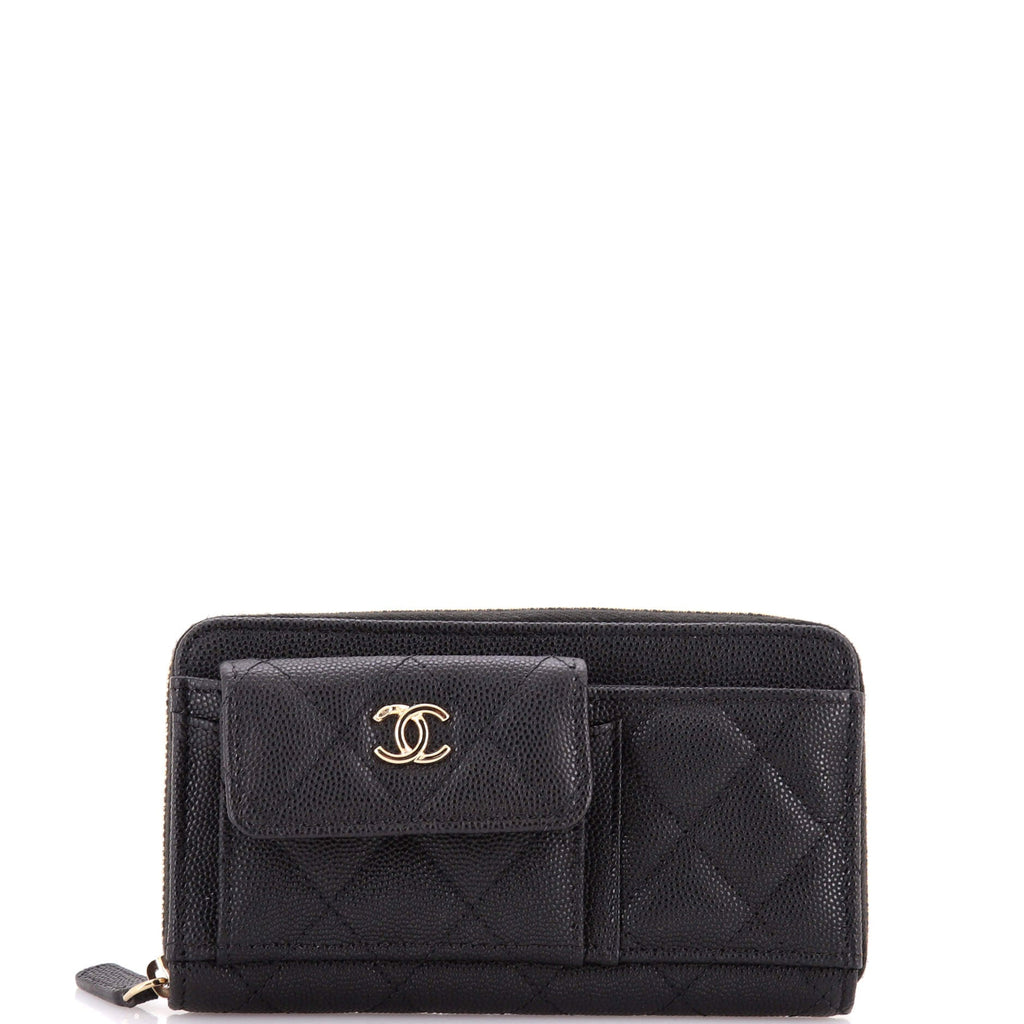In & Out Zip Around Wallet Quilted Caviar Small