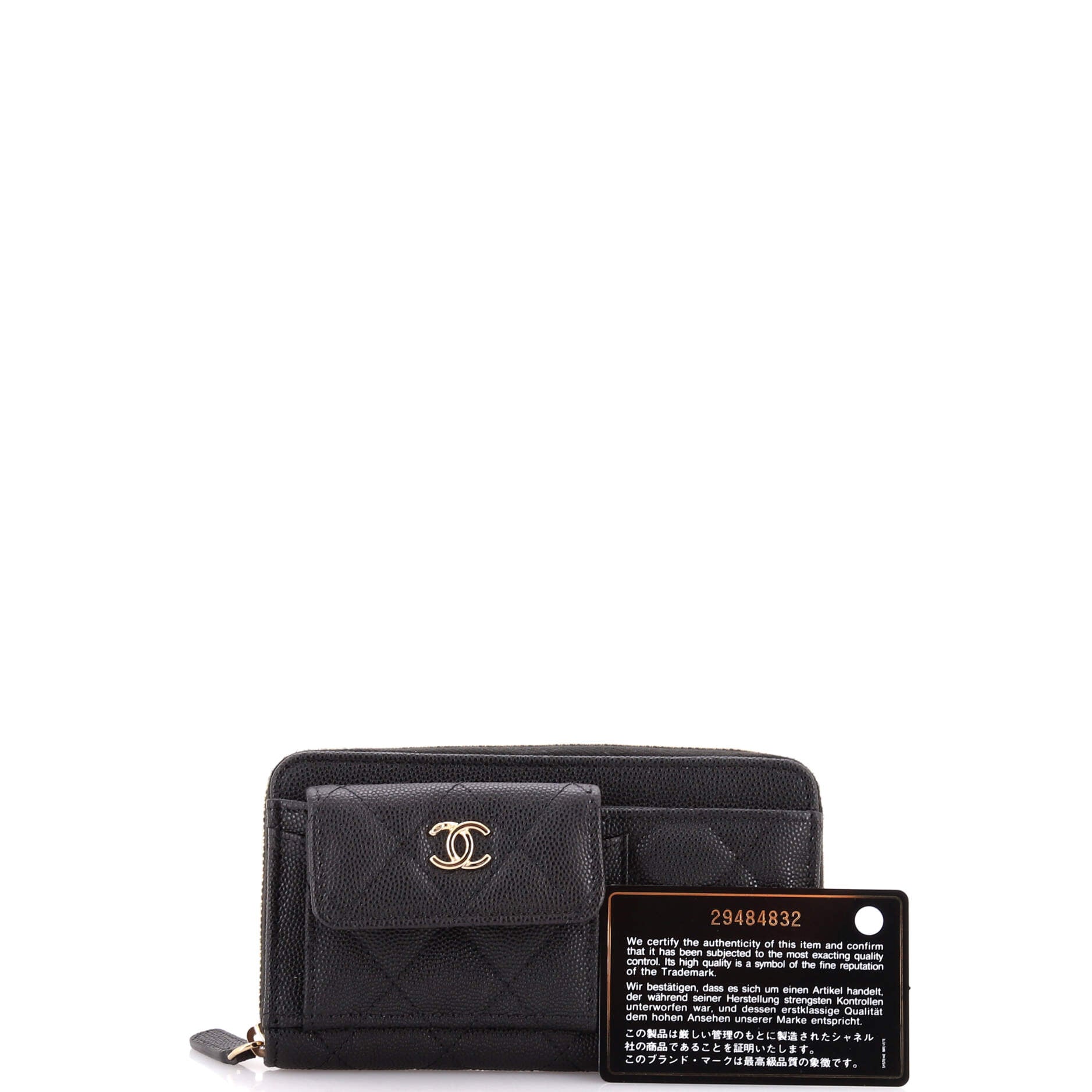 In & Out Zip Around Wallet Quilted Caviar Small
