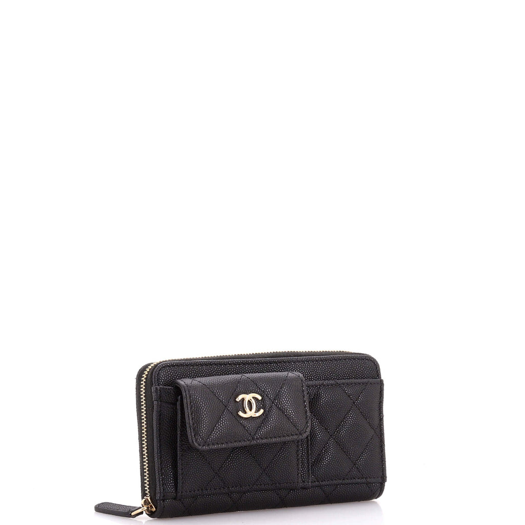 In & Out Zip Around Wallet Quilted Caviar Small