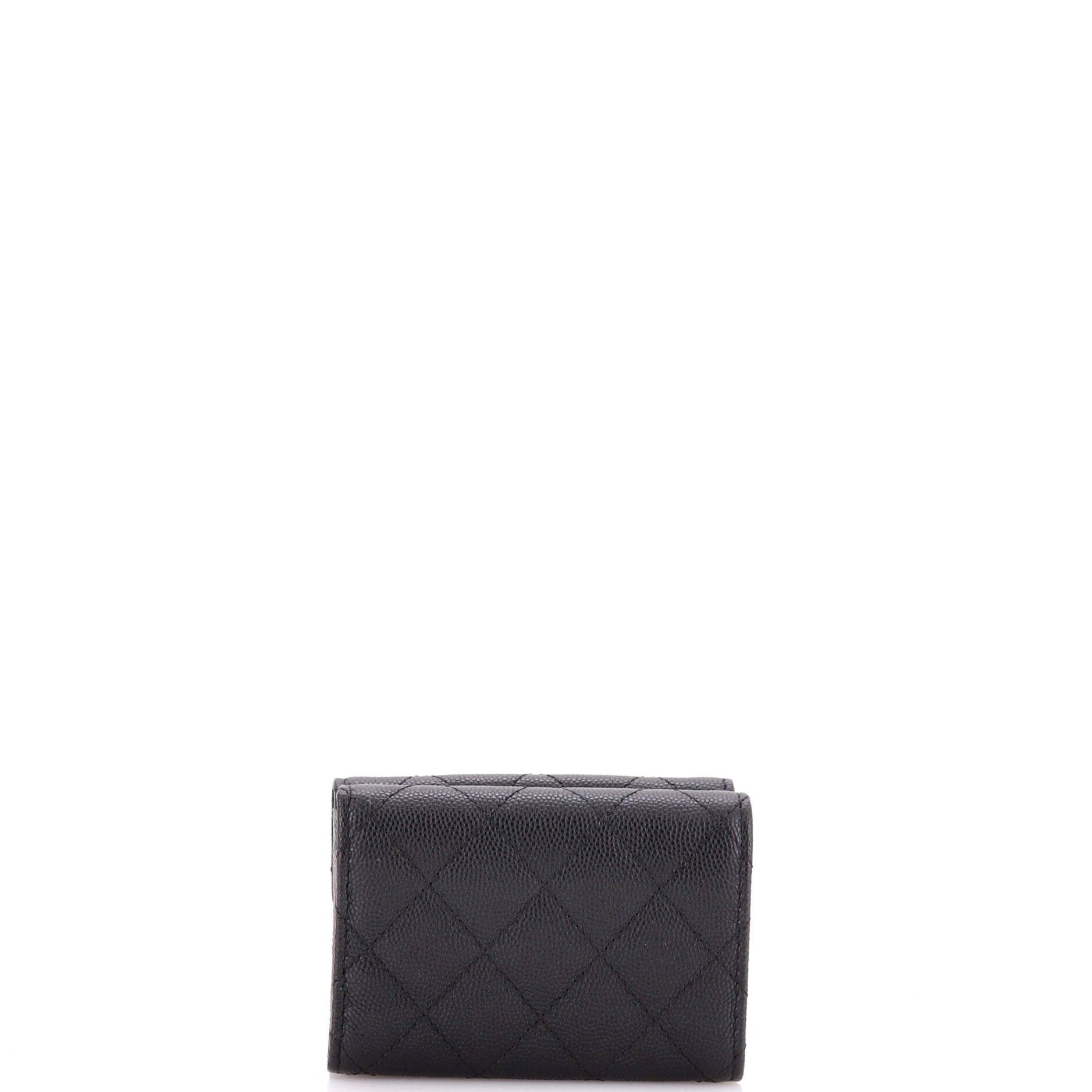 Trifold Classic Flap Wallet Quilted Caviar Small