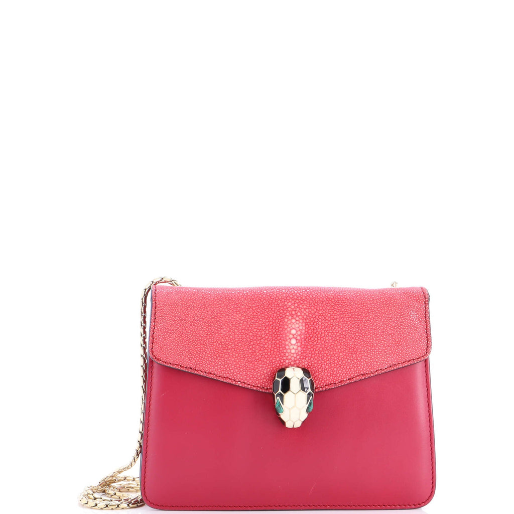 Serpenti Forever Square Shoulder Bag Leather and Stingray Small