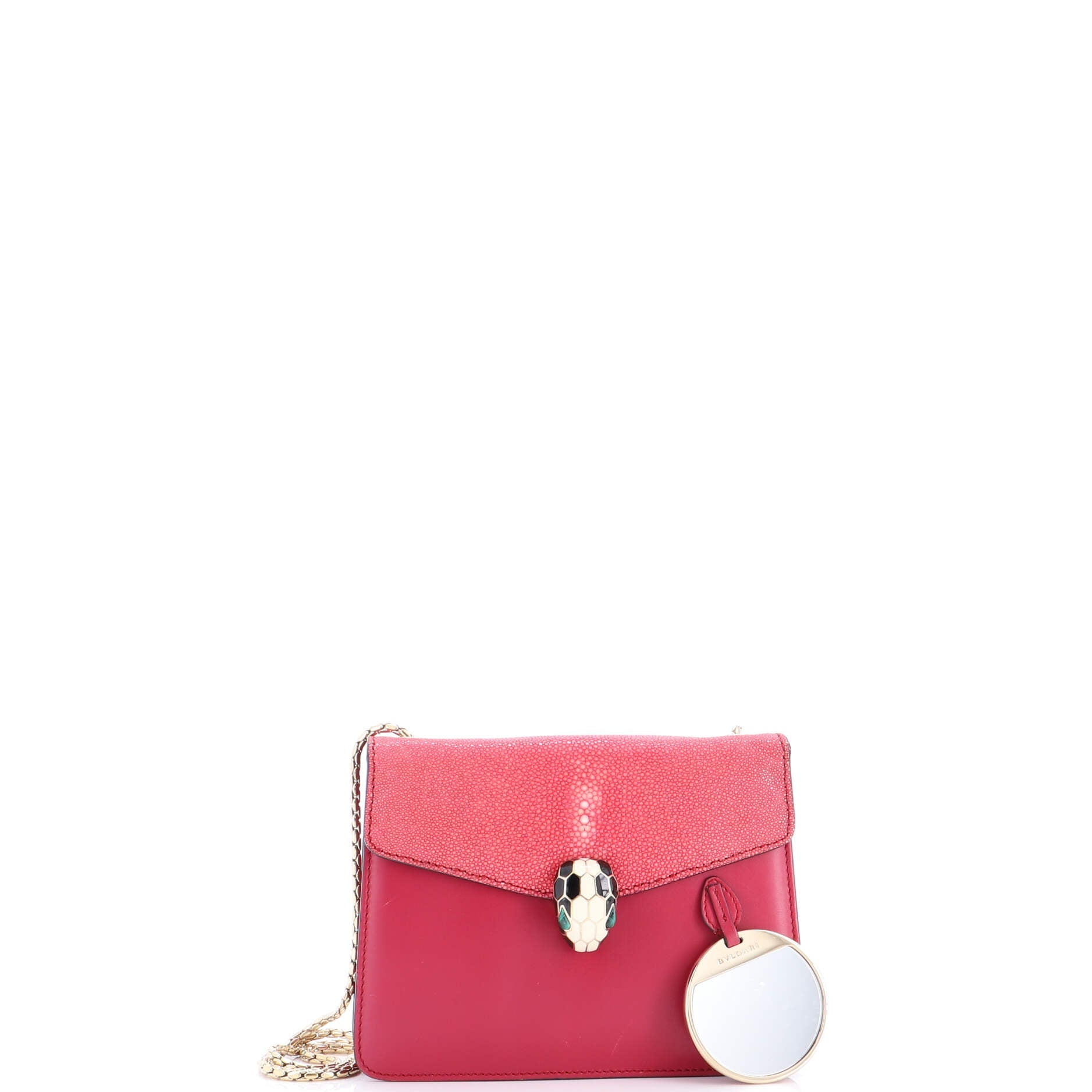 Serpenti Forever Square Shoulder Bag Leather and Stingray Small