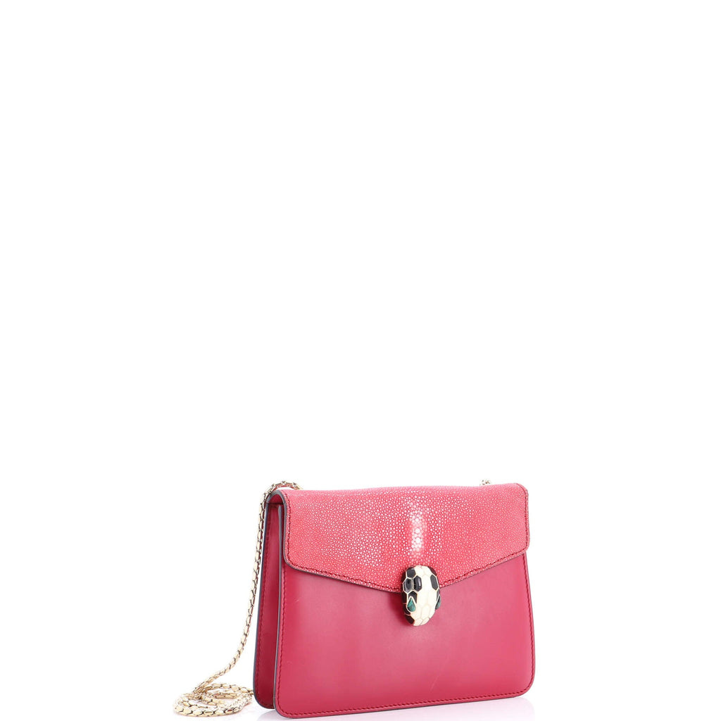 Serpenti Forever Square Shoulder Bag Leather and Stingray Small
