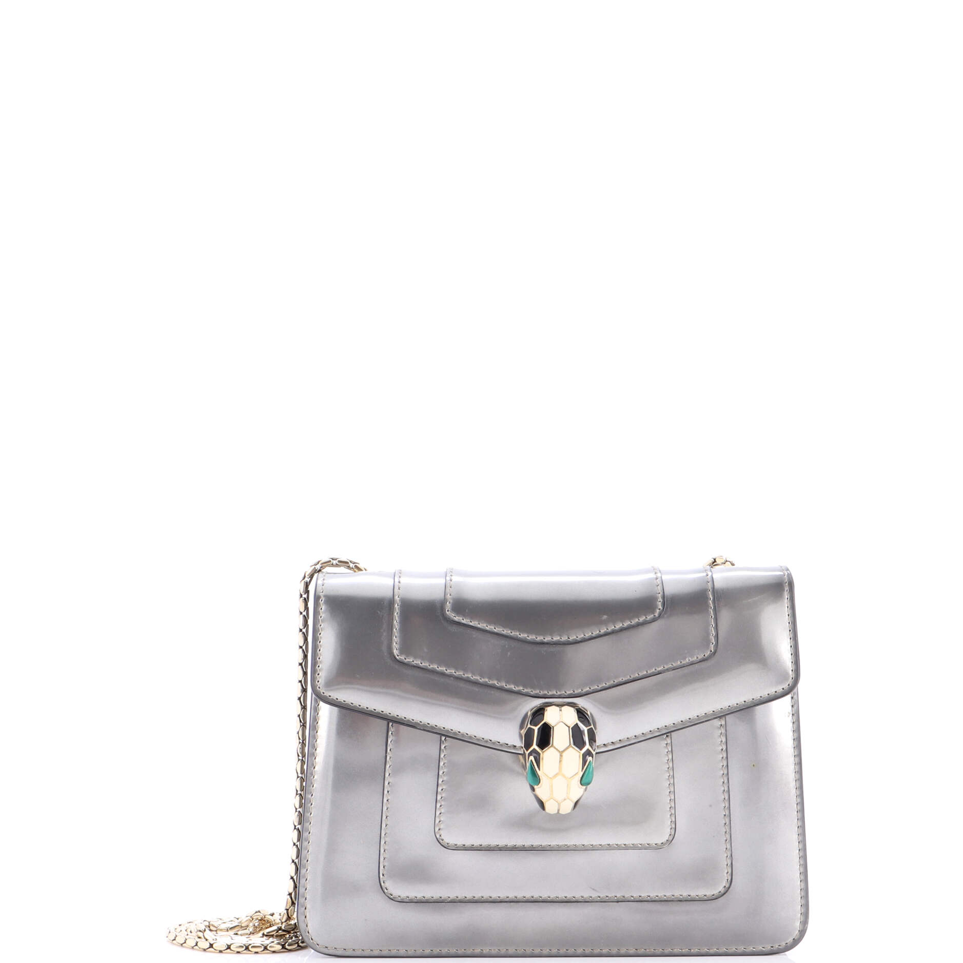Serpenti Forever Square Shoulder Bag Metallic Leather Small
