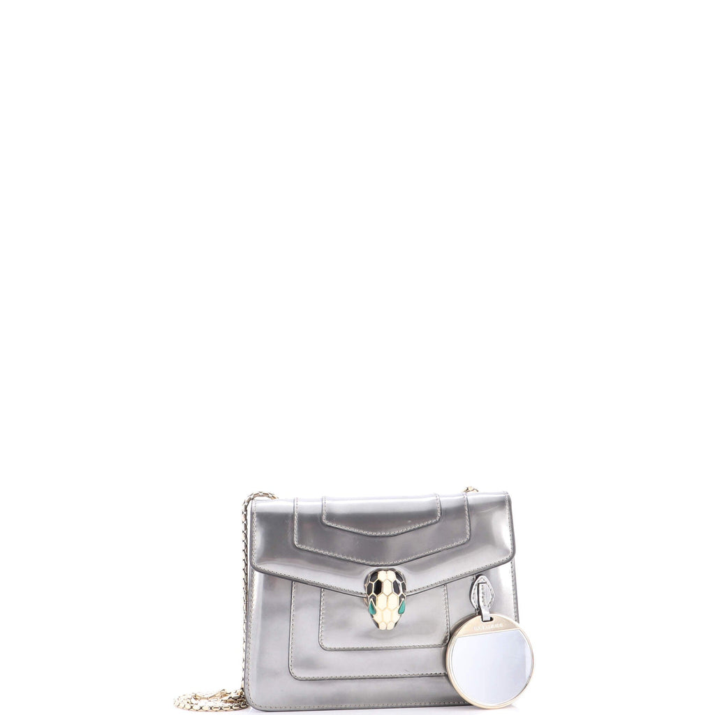 Serpenti Forever Square Shoulder Bag Metallic Leather Small