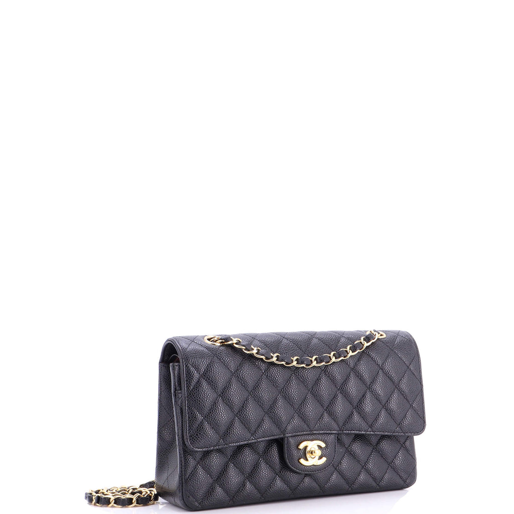 Classic Double Flap Bag Quilted Caviar Medium