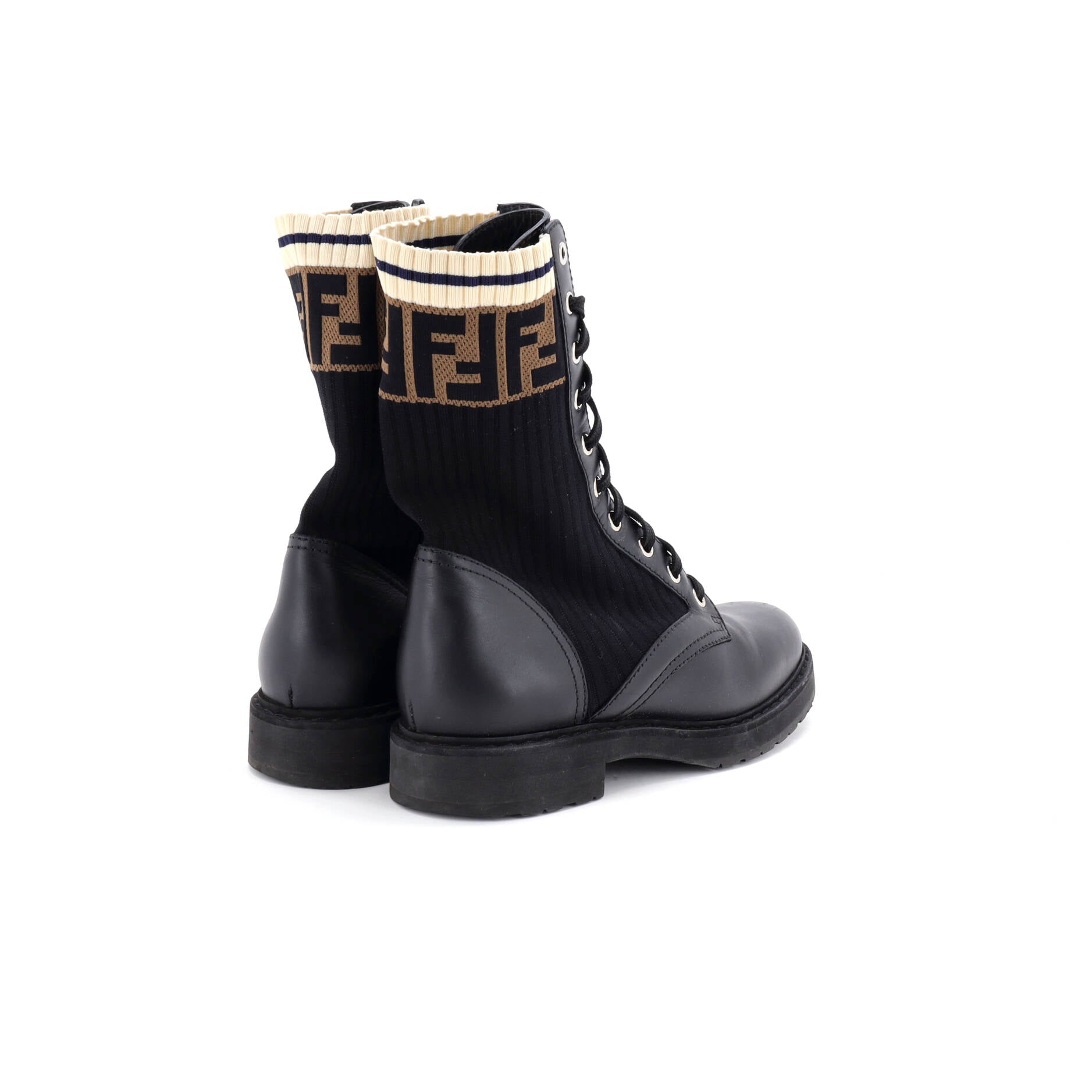 Women's Rockoko Combat Boots Leather with Knit Stretch Fabric and Zucca Trim