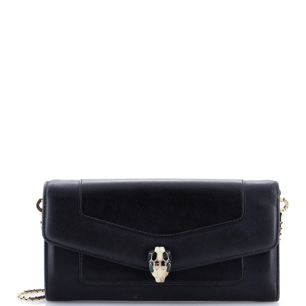 Serpenti Forever Wallet on Chain Leather Long