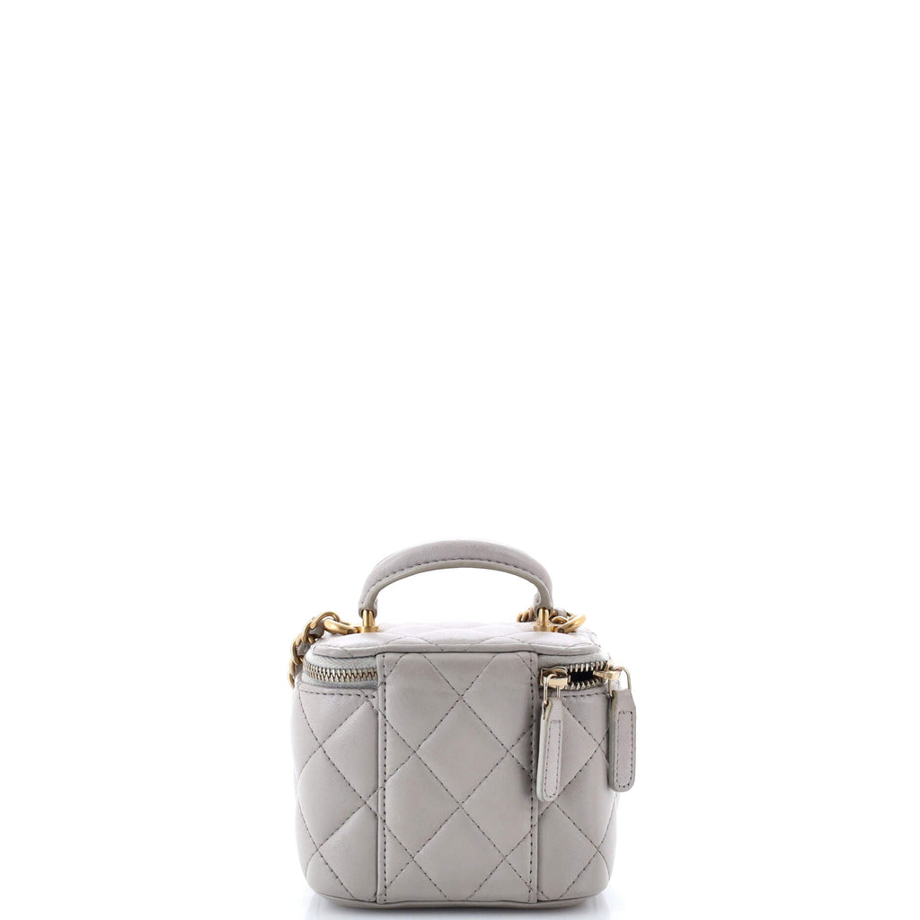 Classic Top Handle Vanity Case with Chain Quilted Lambskin Mini