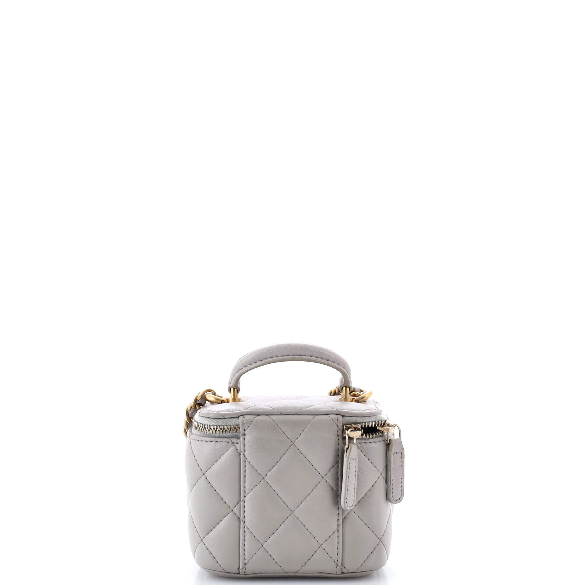 Classic Top Handle Vanity Case with Chain Quilted Lambskin Mini