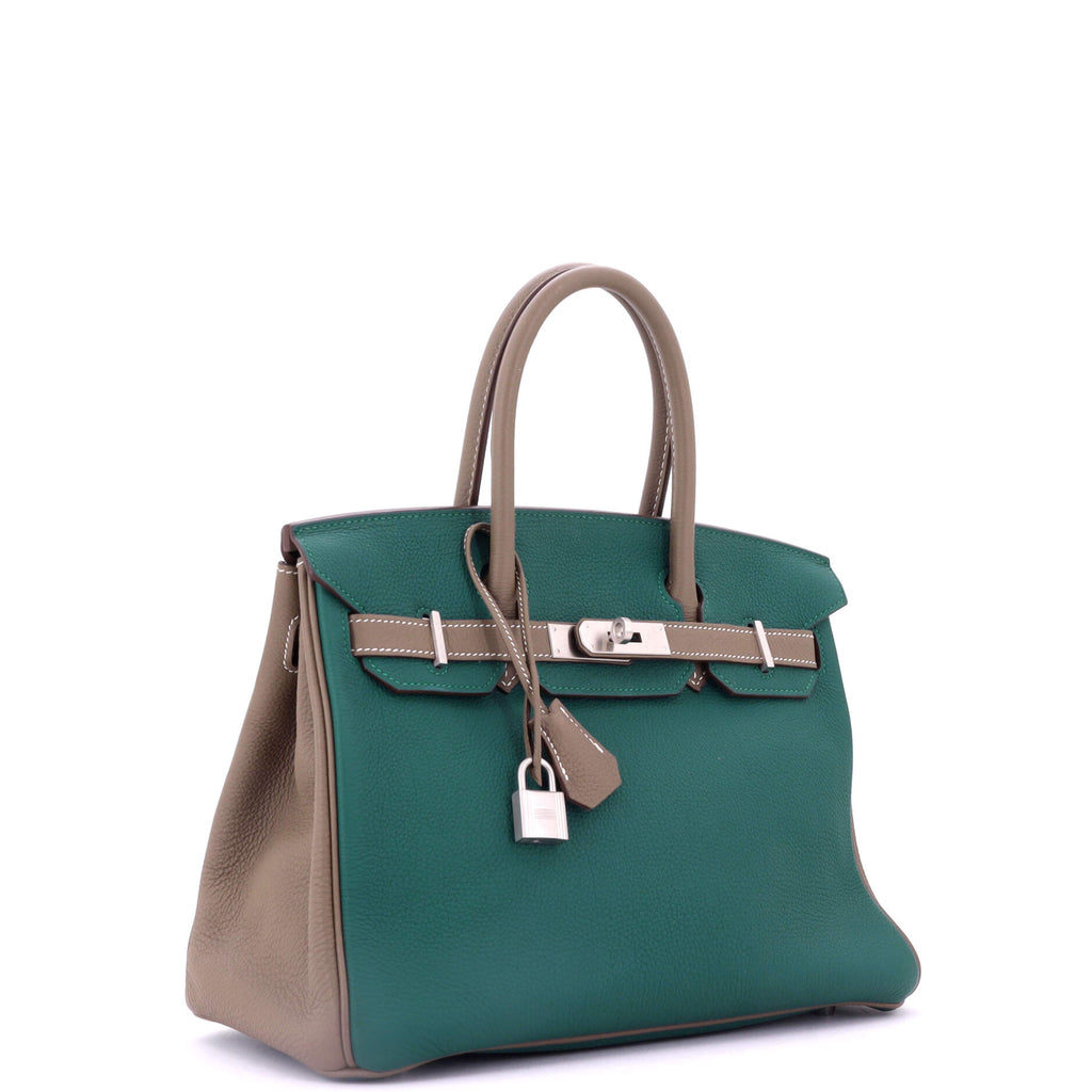 Birkin Handbag Bicolor Togo with Brushed Palladium Hardware 30