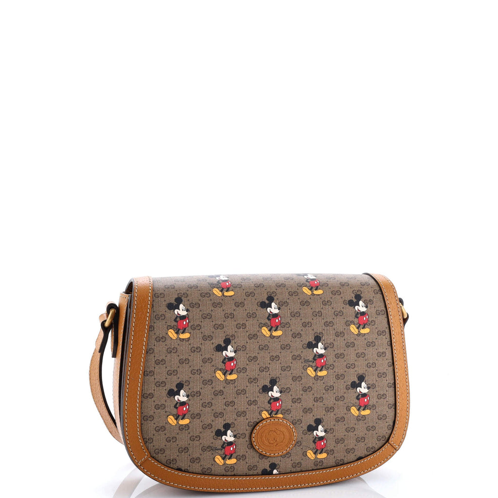 Disney Mickey Mouse Flap Shoulder Bag Printed Mini GG Coated Canvas Small
