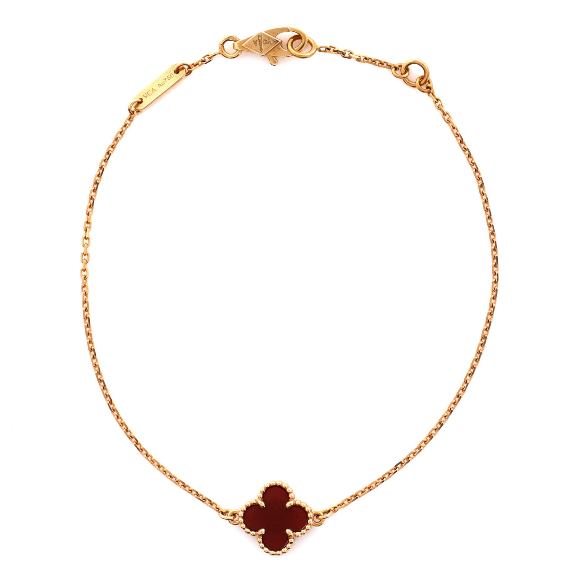 Sweet Alhambra Bracelet 18K Rose Gold and Carnelian