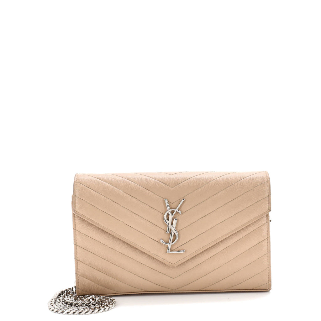 Classic Monogram Wallet on Chain Matelasse Chevron Leather Medium