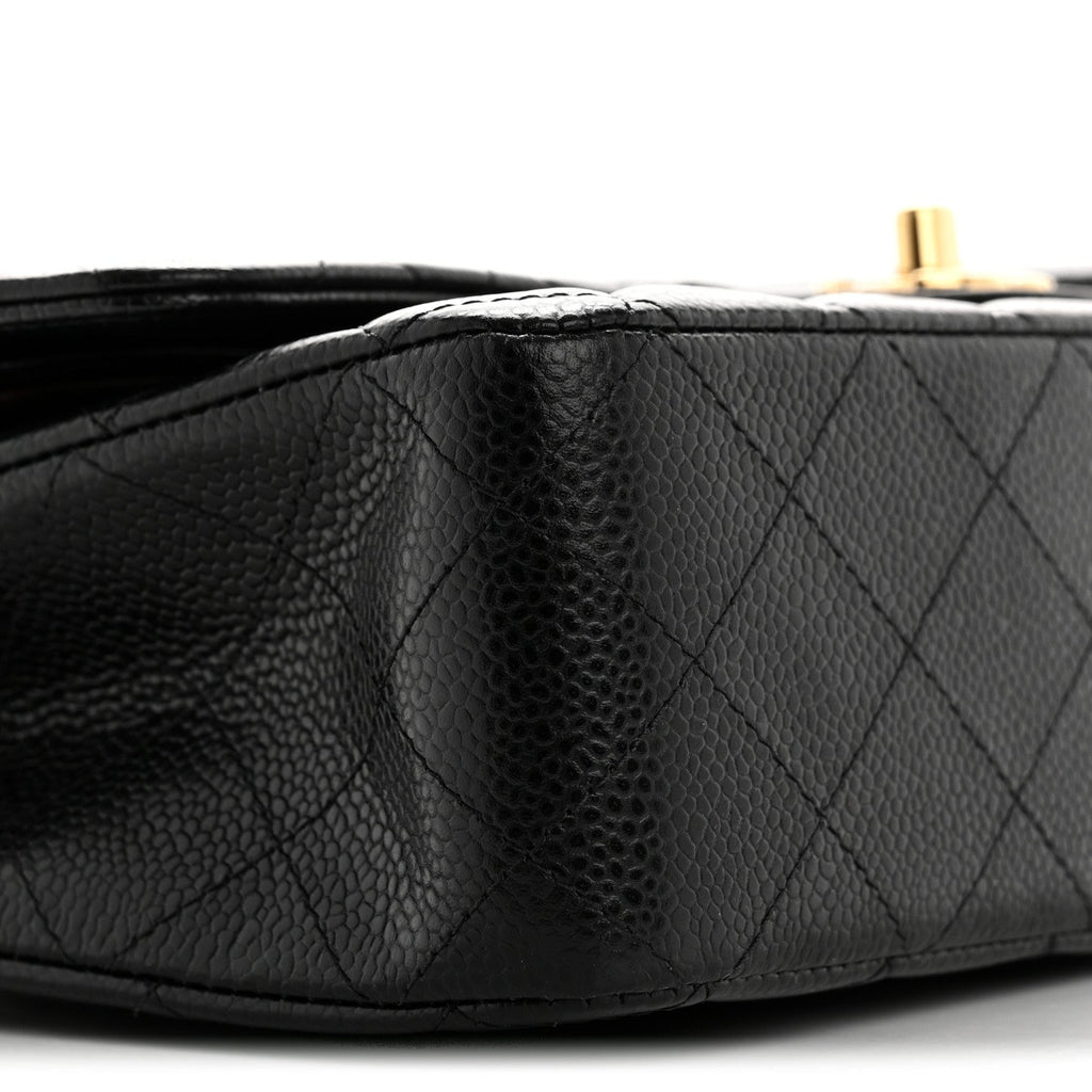 Caviar Quilted Medium Double Flap Black
