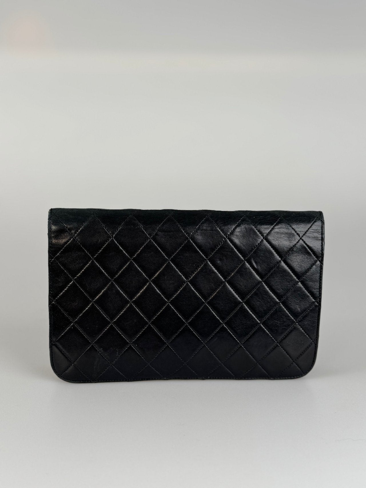 Chanel Vintage Matelassé Lambskin Shoulder Bag in Black with 24 k Gold Hardware