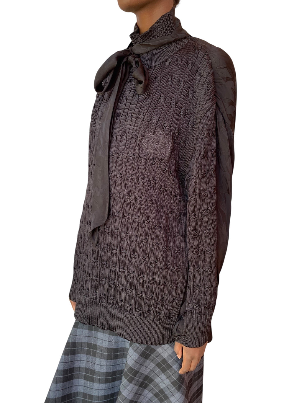 Balenciaga Black Combo Knit Scarf Sweater - 4