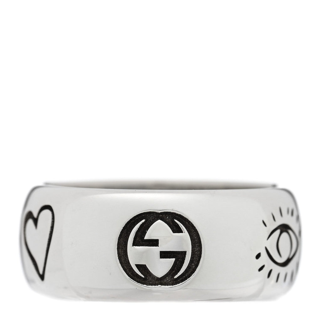 Sterling Silver Wide Blind for Love Band Ring 61 9.5