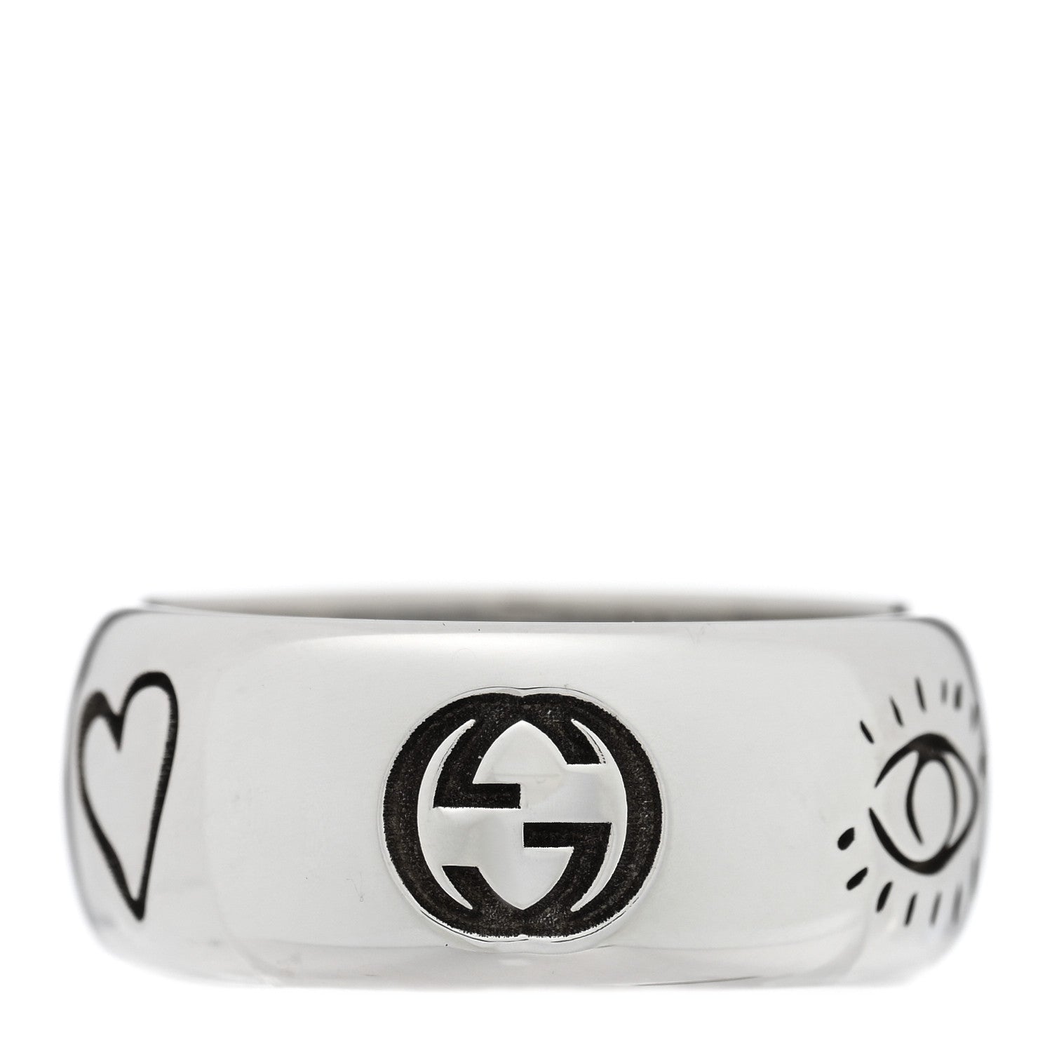 Sterling Silver Wide Blind for Love Band Ring 61 9.5