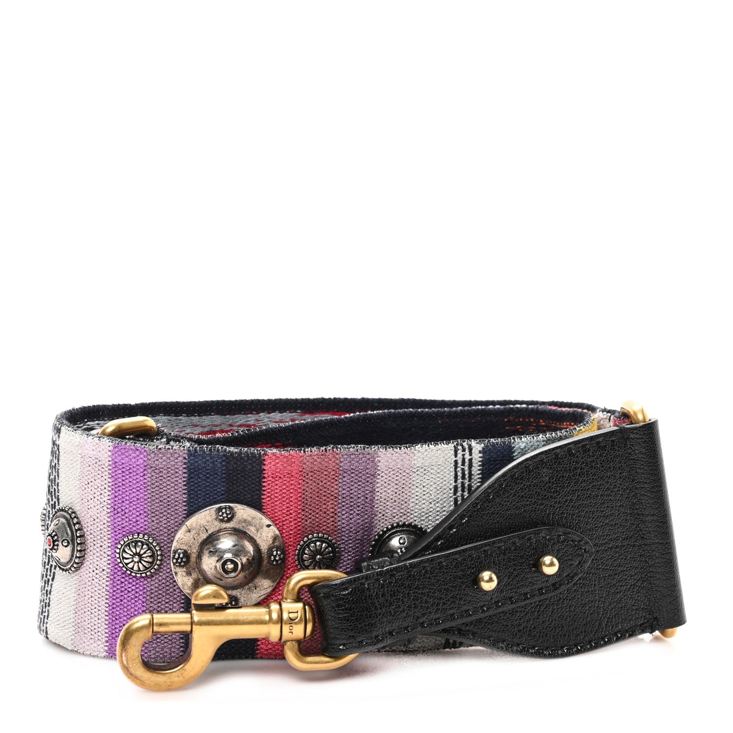 Canvas Embroidered Studded Rainbow Shoulder Strap