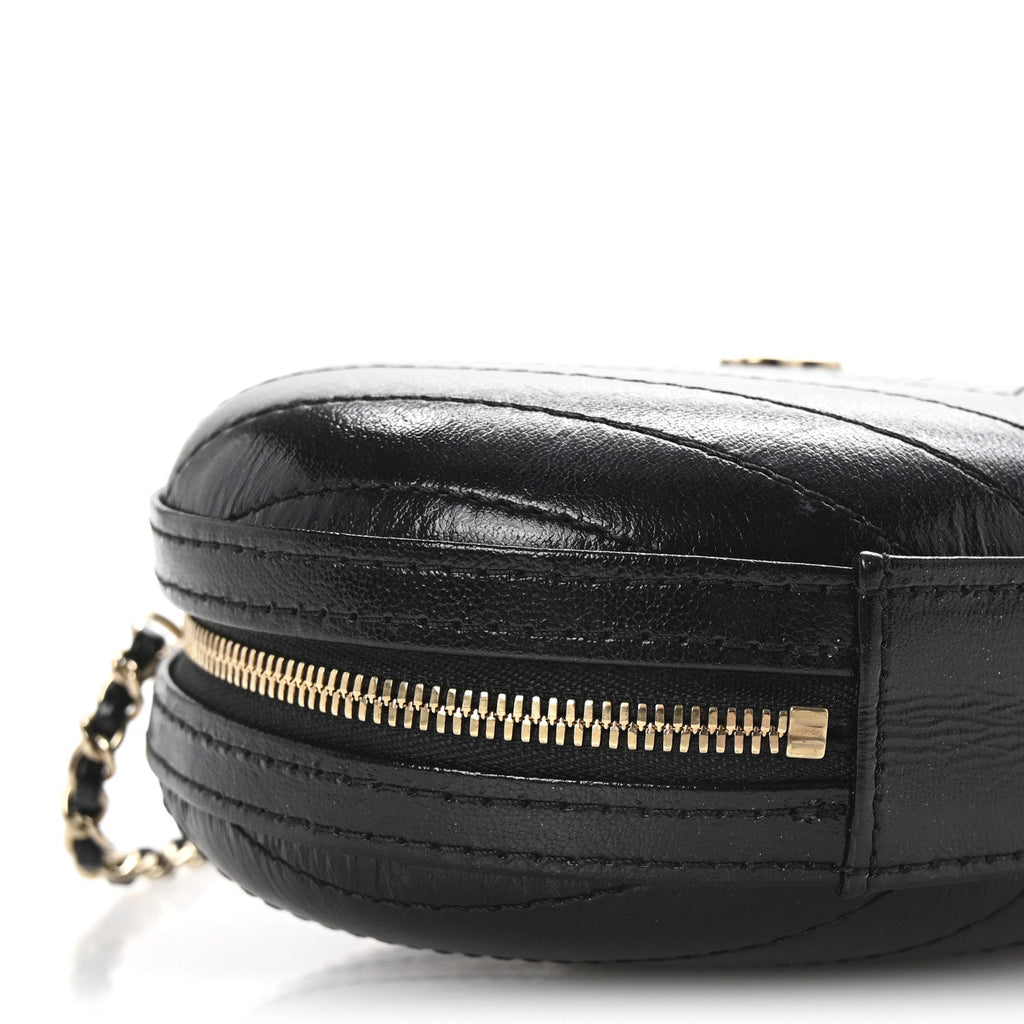 Calfskin Chevron Stitched Evening Bag Black