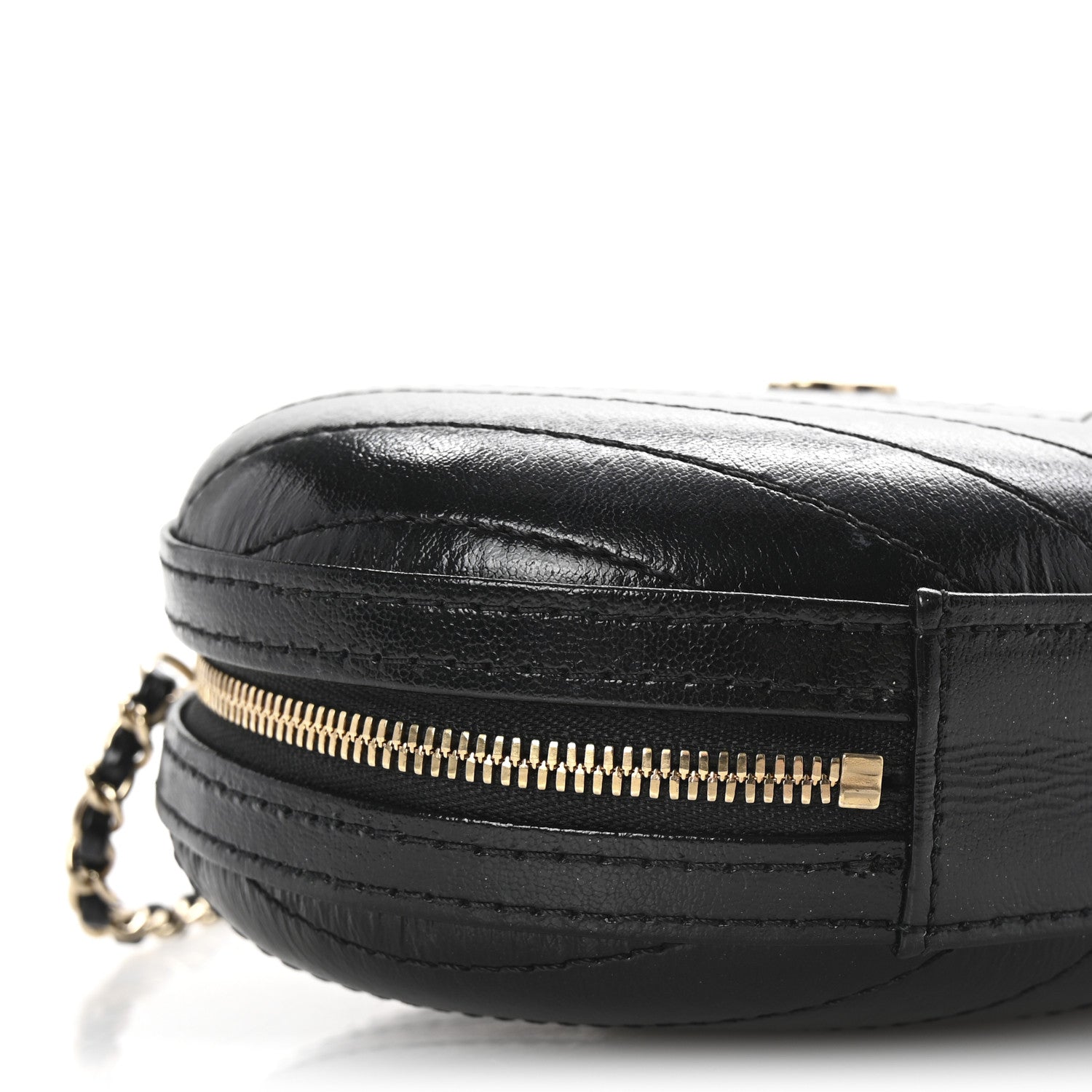 Calfskin Chevron Stitched Evening Bag Black