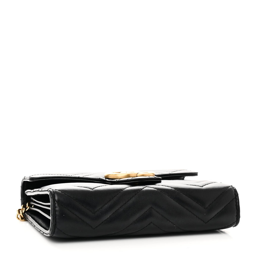 Calfskin Matelasse GG Marmont Chain Wallet Black