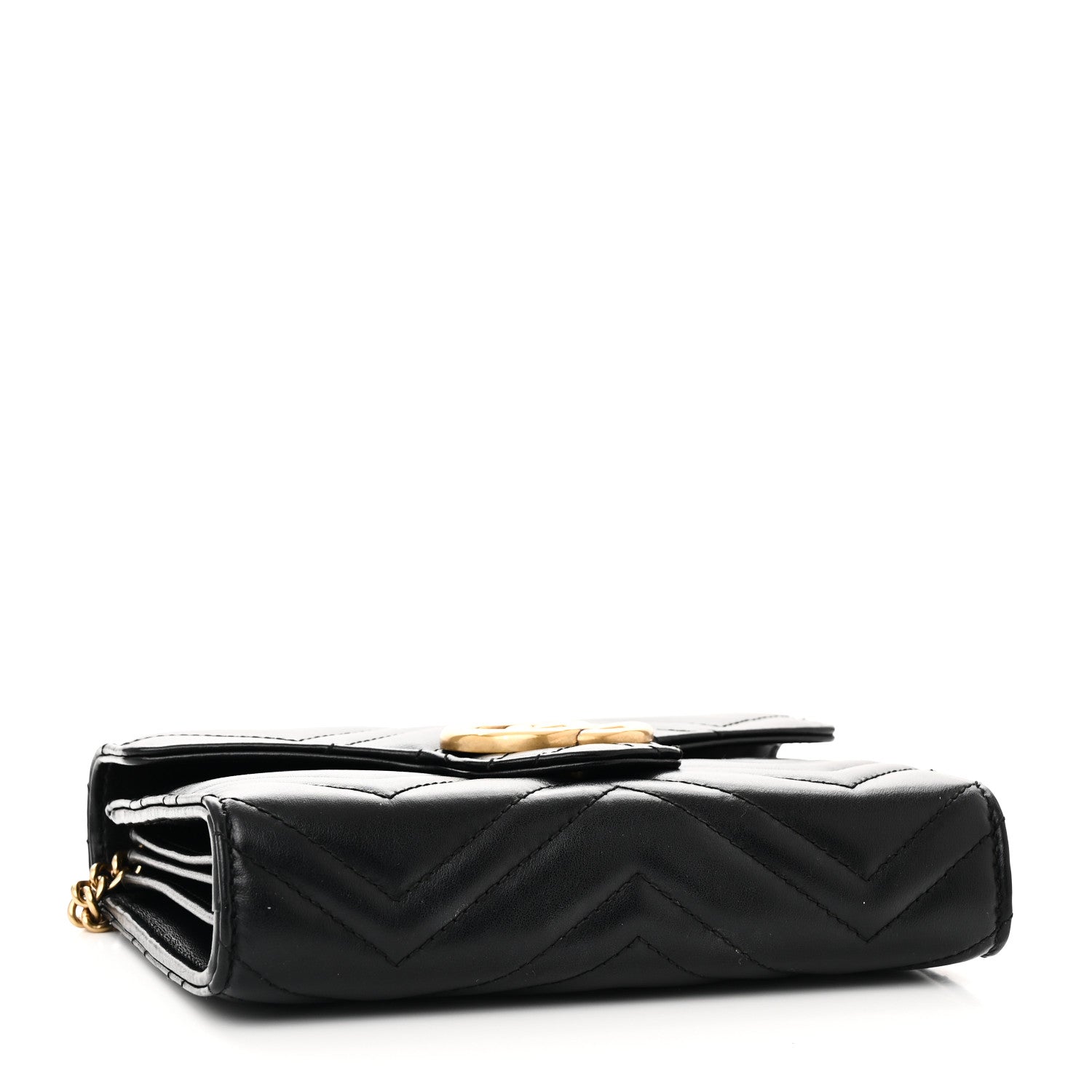 Calfskin Matelasse GG Marmont Chain Wallet Black
