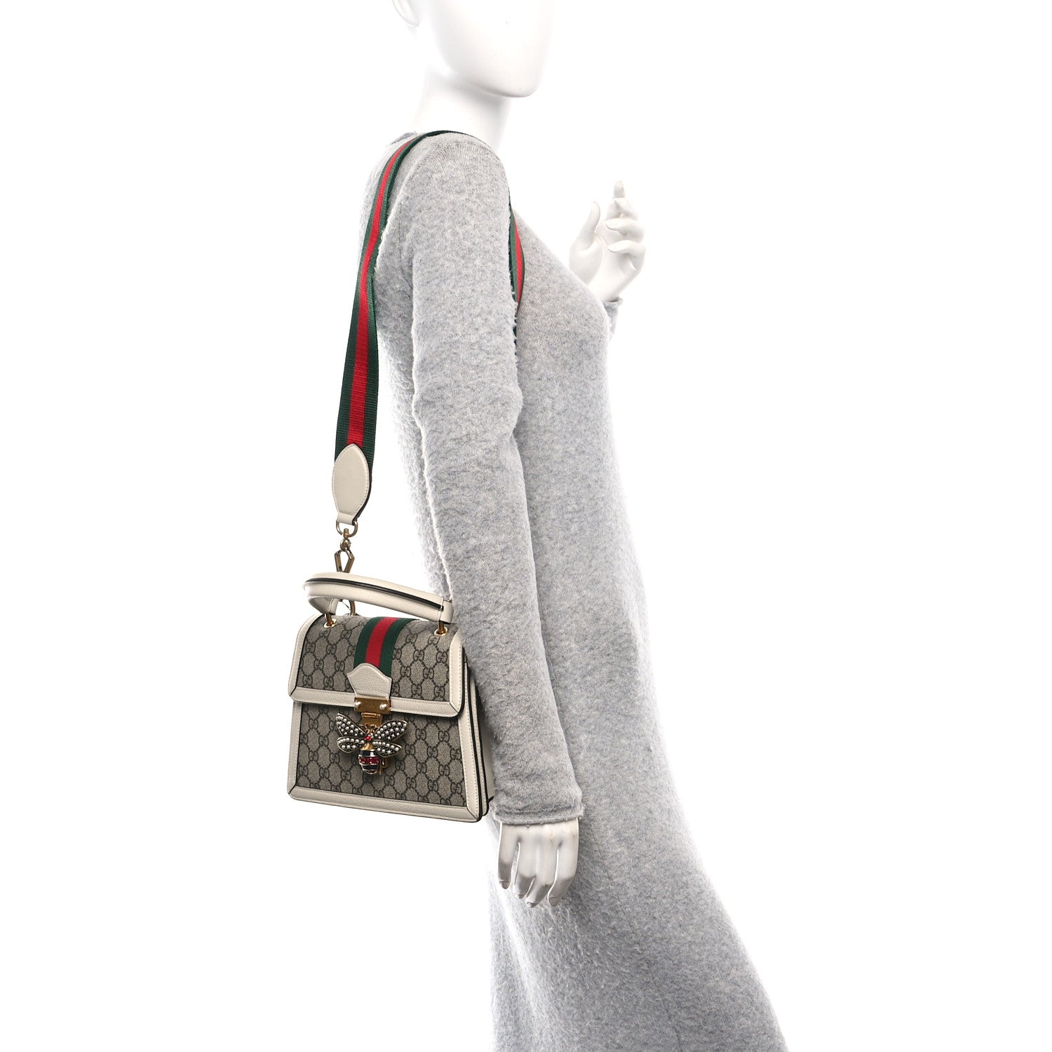 GG Supreme Monogram Small Queen Margaret Top Handle Bag White