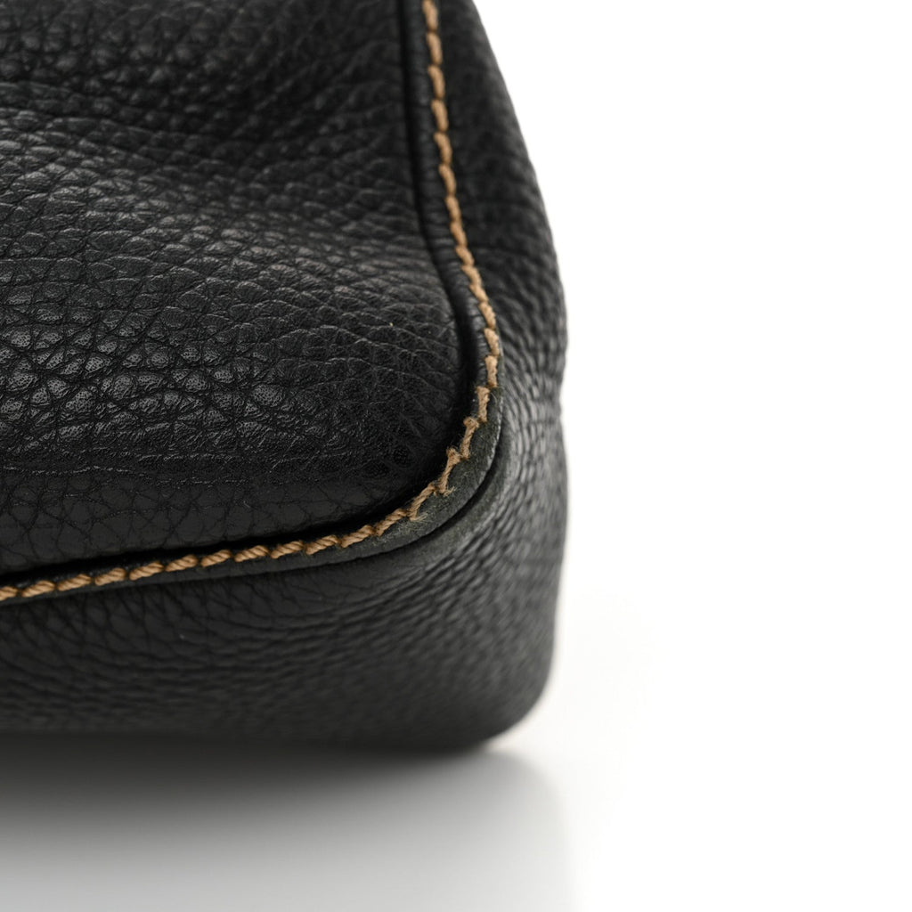 Grained Calfskin Tassel Shoulder Bag Black