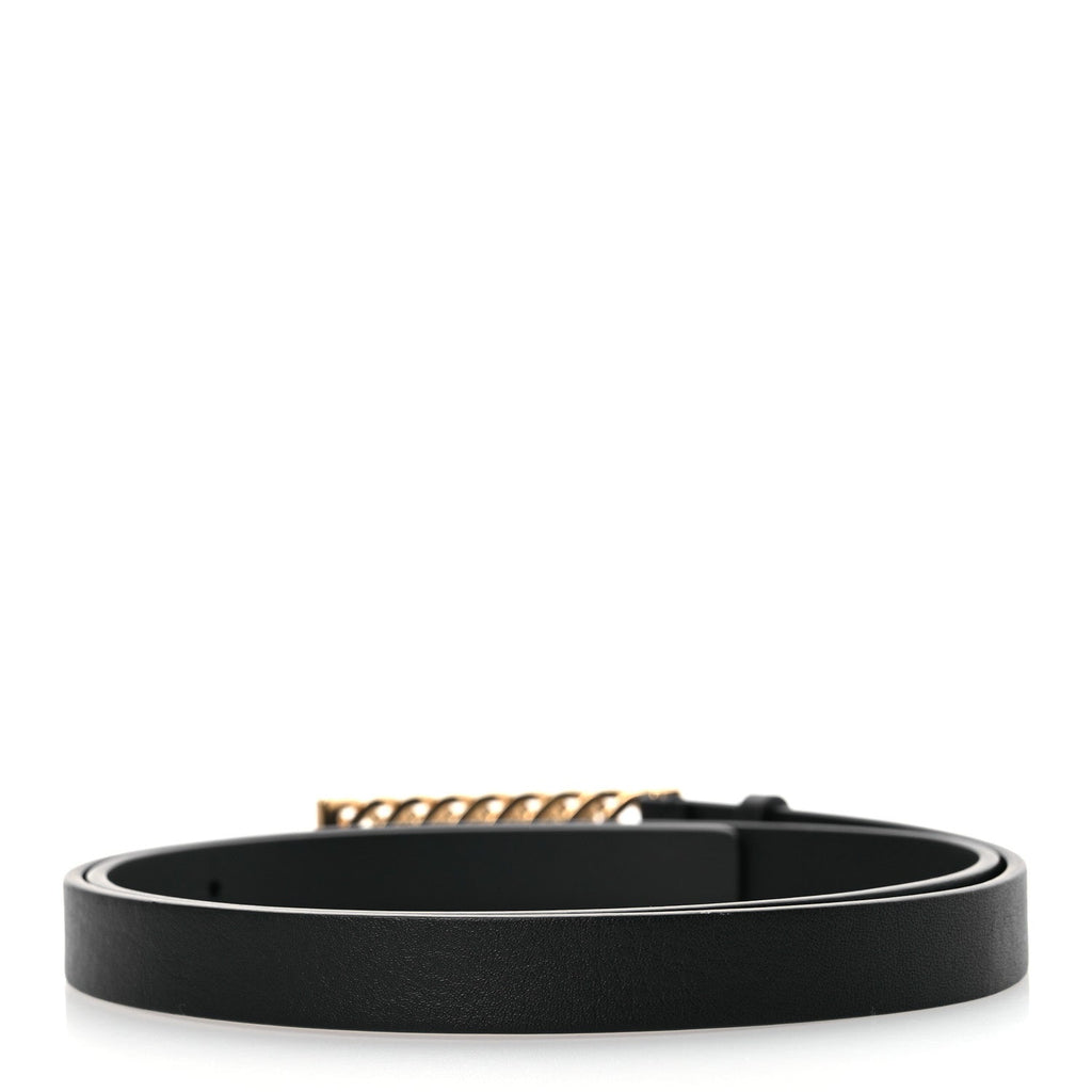 Calfskin Crystal Chain Logo Belt 85 34 Black