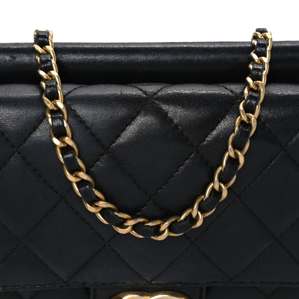 Lambskin Quilted Extra Mini Flap Black