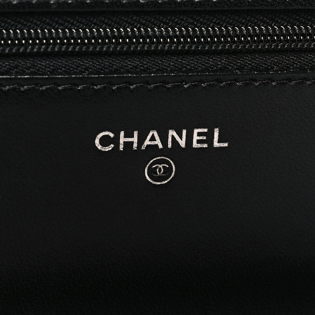 Lambskin Quilted Wallet On Chain WOC Black