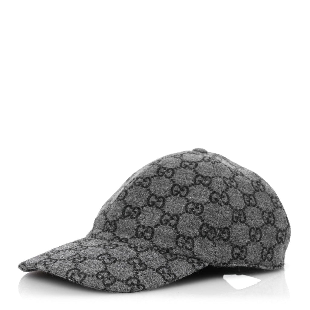 Covered Wool GG Monogram Baseball Hat XXL Grey Dark Grey Black