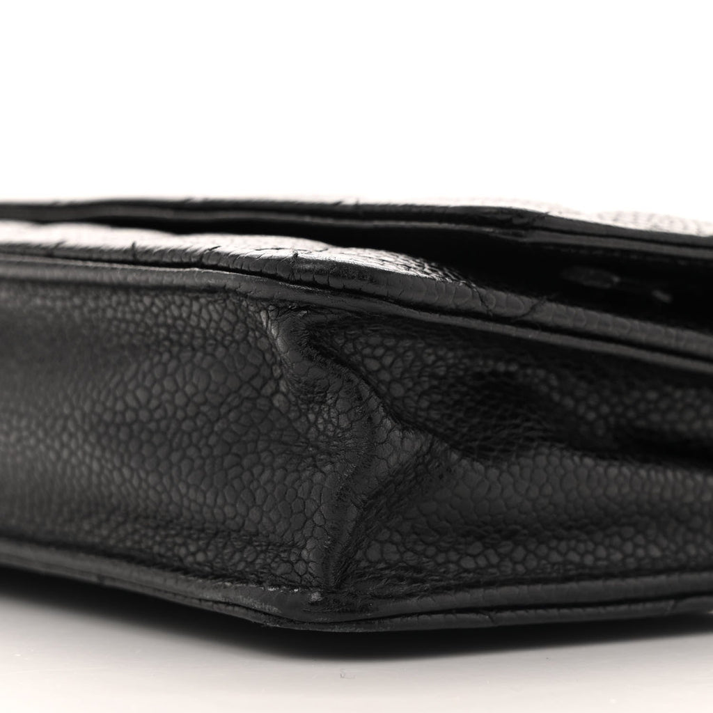 Caviar Quilted Wallet on Chain WOC Black