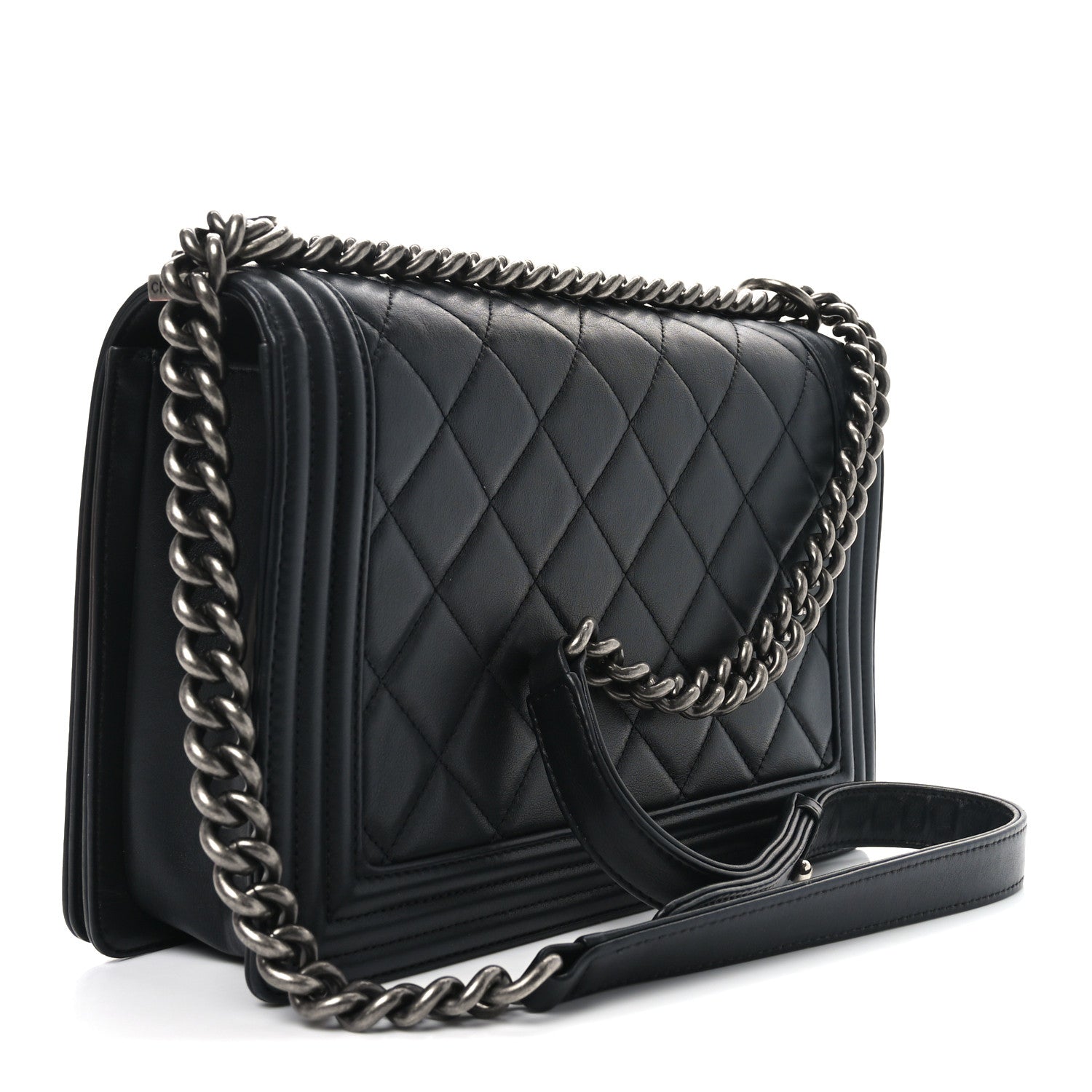 Lambskin Quilted New Medium Boy Flap Black