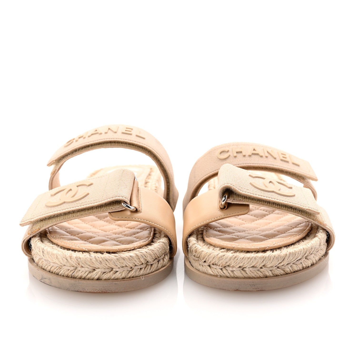 Grosgrain Lambskin Elastic Flat Mules 39 Beige
