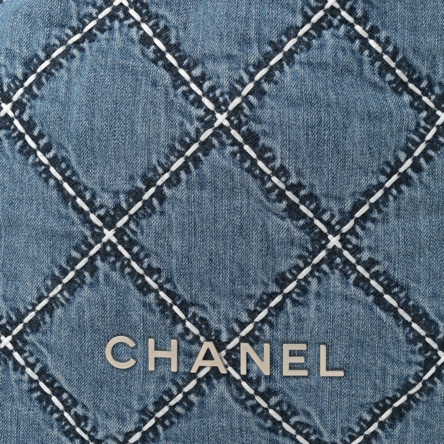 Denim Quilted Stitched Small Chanel 22 Blue