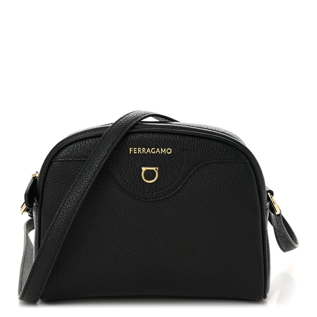 Calfskin Travel Camera Crossbody Bag Black