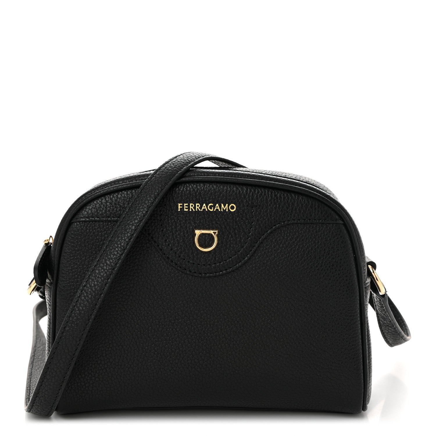 Calfskin Travel Camera Crossbody Bag Black