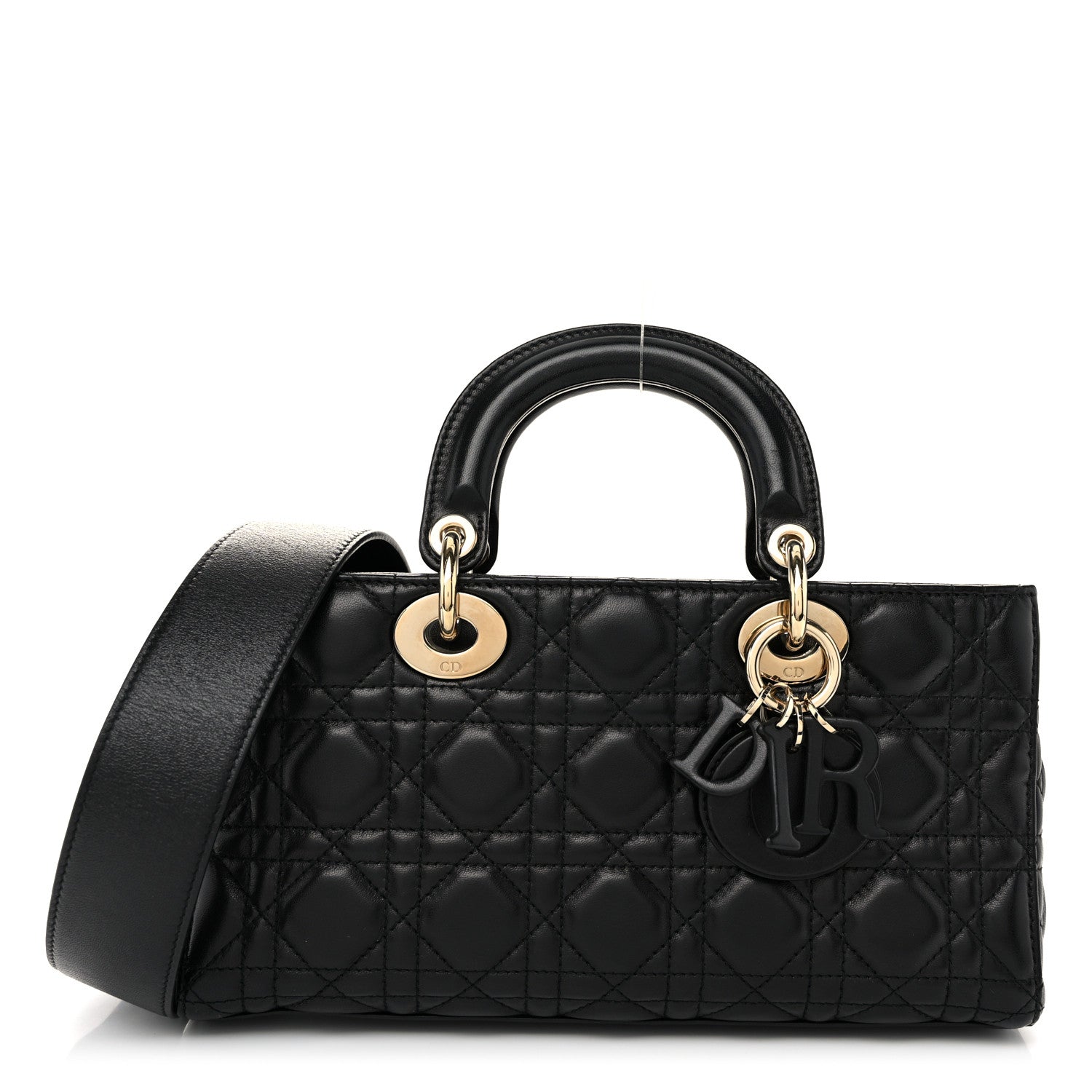 Lambskin Cannage Medium Lady D-Joy Black