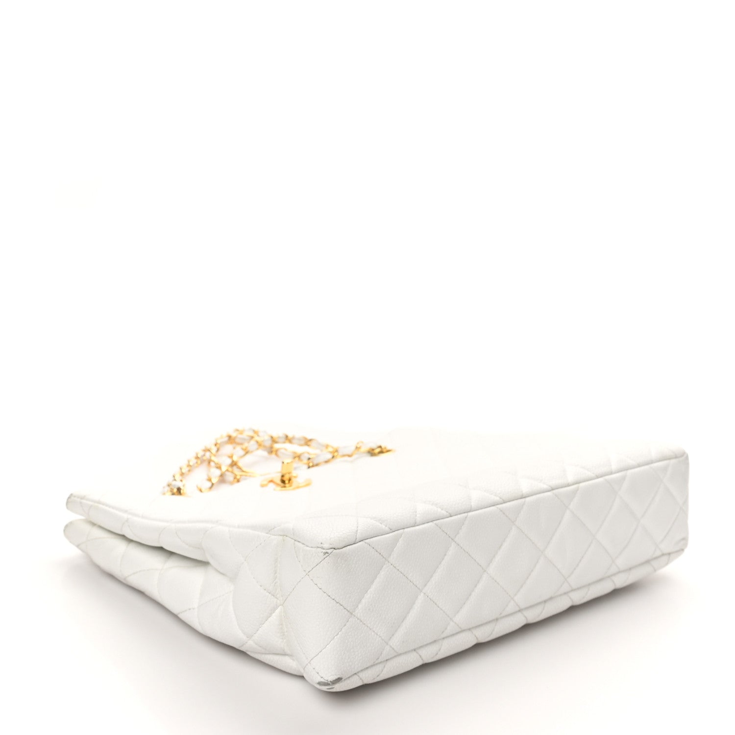 Caviar Quilted Shopper Tote White