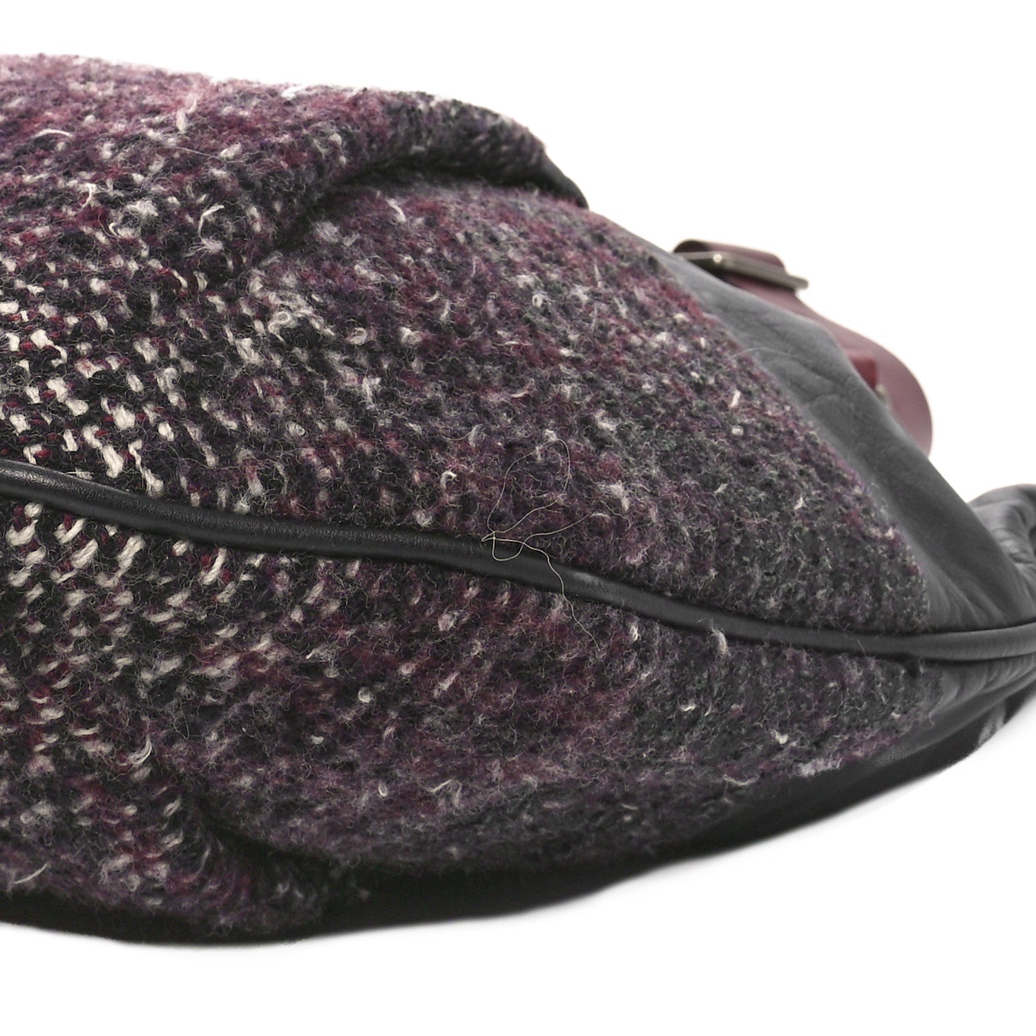 Calfskin Tweed Coco Pleats Hobo Black Burgundy