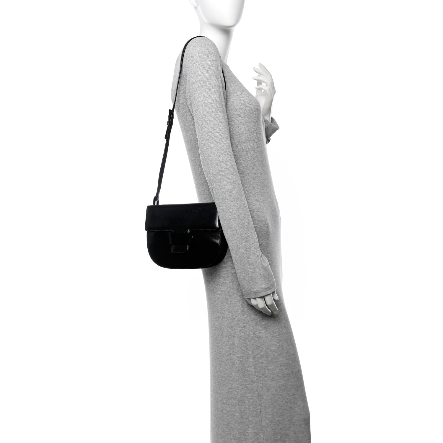 Spazzolato Fliplock Flap Shoulder Bag  Black